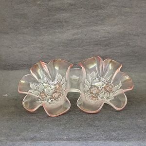 “Bianca” by MIKASA 11” Flower Shaped 2 Part Pink/clear Relish Dish